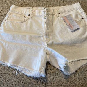 Agolde Parker Long Jean Shorts (Panna Cotta)